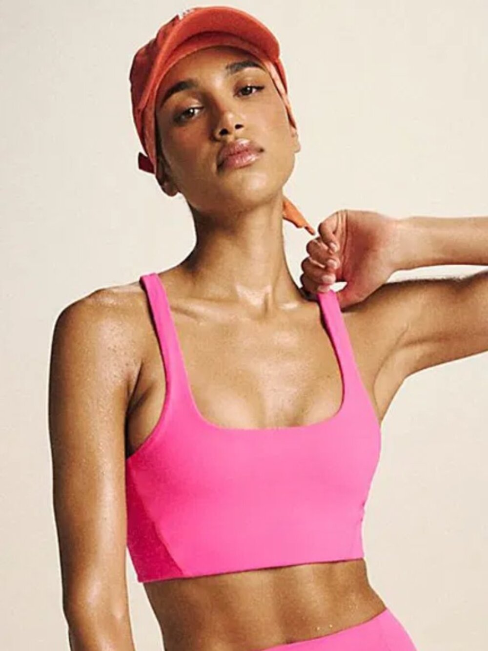 Free People Never Better Neon Pink Square Neck Sports Bra S